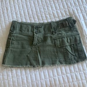 y2k baddie green utility micro mini skirt